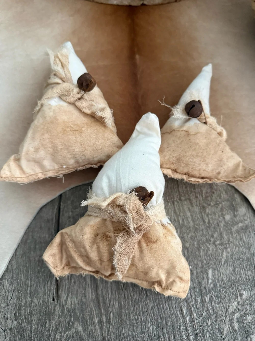 Hand Crafted Primitive Rustic Cream and Tan Candy Corn Set